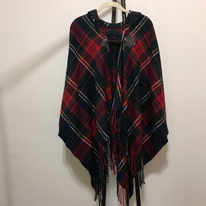 Plaid Hooded Shawl